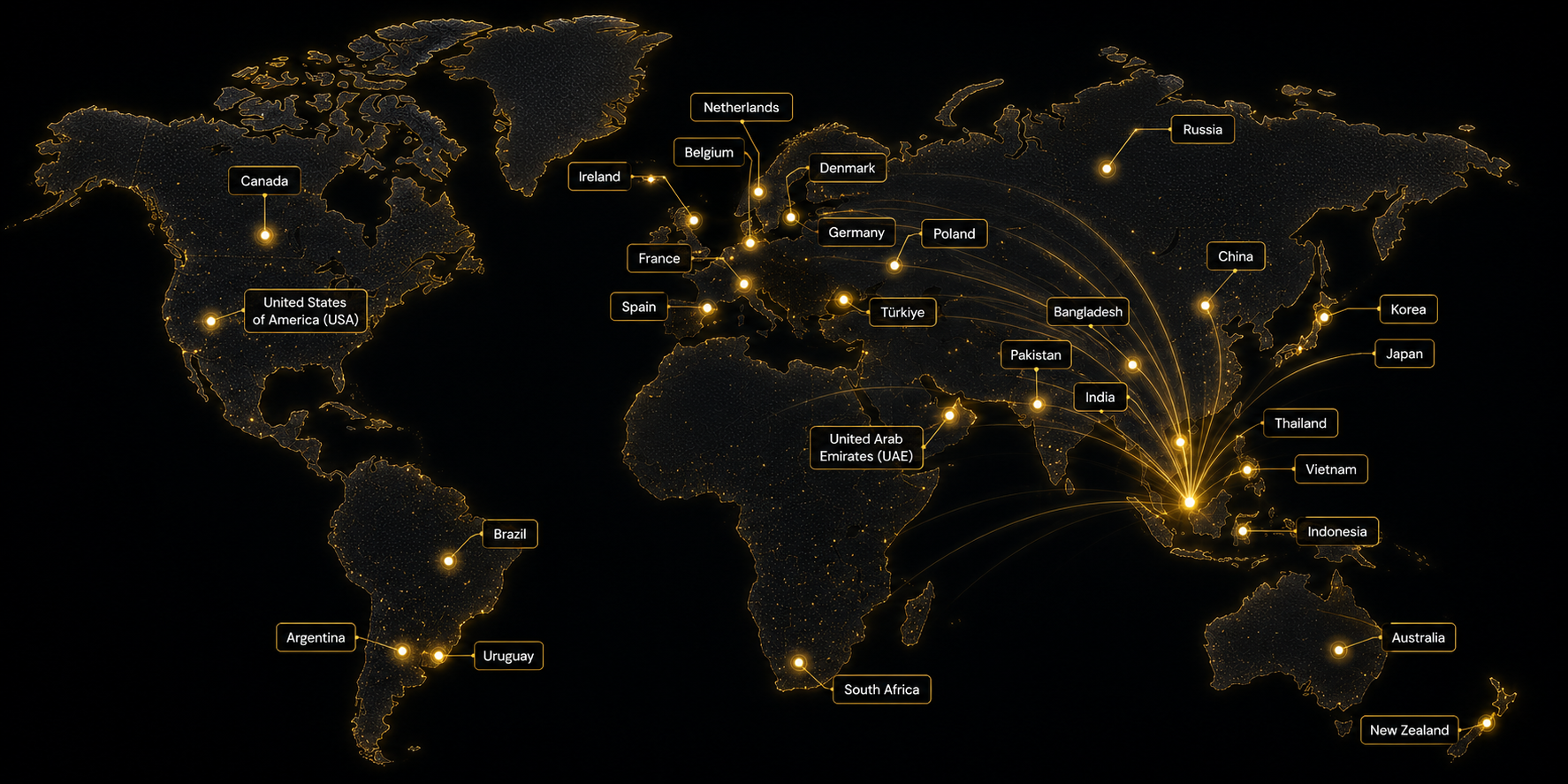 World Supply Map — Grocerra Global Sourcing Network